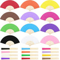 Aneco 24 Pieces Handheld Paper Fans Paper Folding Fans with Bamboos for Wedding Gift, Party, Home, DIY, Multicolor