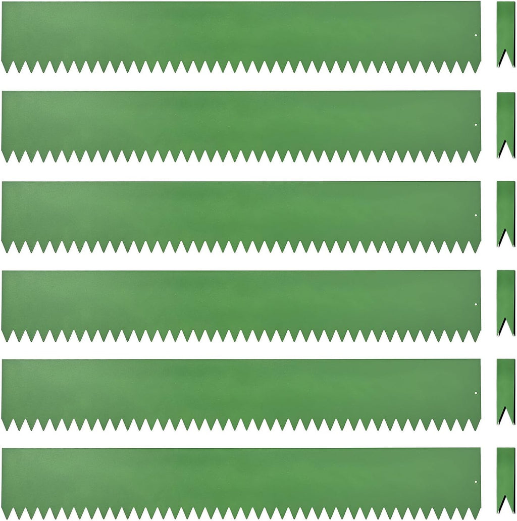 Landscape Edging Kit, Galvanized Steel Edging Landscape Lawn Edging Powder for Lawn Yard, Coated Bendable Metal Strips, No-Dig Hammer-in Edging Border w/Clips (6 INCH 6 PCS, Green)
