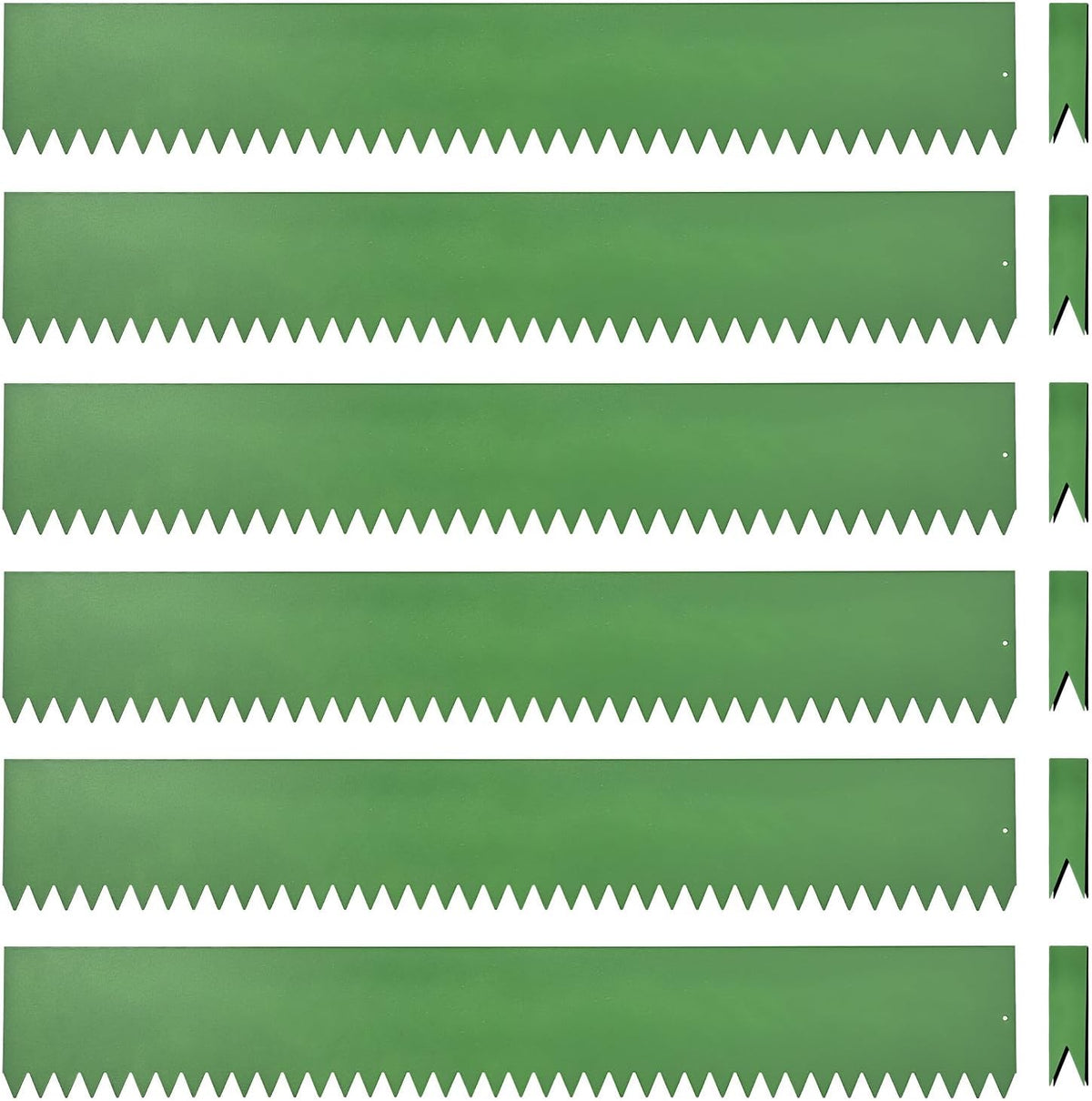 Landscape Edging Kit, Galvanized Steel Edging Landscape Lawn Edging Powder for Lawn Yard, Coated Bendable Metal Strips, No-Dig Hammer-in Edging Border w/Clips (6 INCH 6 PCS, Green)