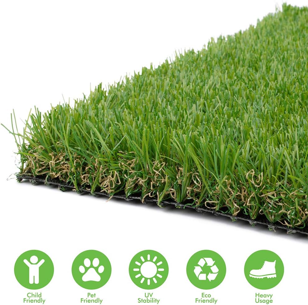 Artificial Grass Turf 3FTX8FT, 1.38" Pile Height Realistic Synthetic Grass, Indoor Outdoor Pet Faux Grass Astro Rug Carpet for Garden Backyard Patio Balcony