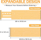Bamboo Drawer Dividers 4" High, 12.8-18" Adjustable Drawer Organizers for Clothes,Expandable Dresser Separators in Bedroom/Kitchen/Bathroom/Office Organization and Storage,2 Pack