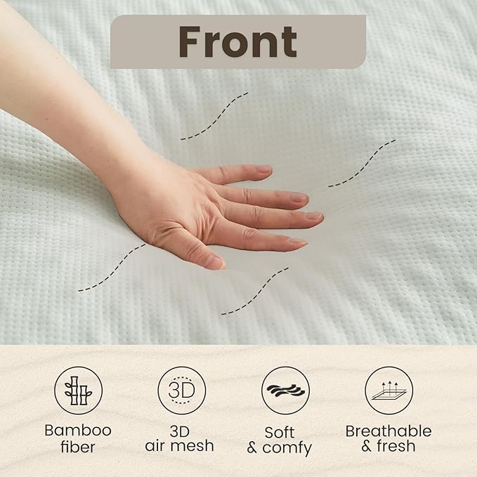 QUIETSEA Reversible King Mattress Topper Egg Crate Memory Foam Mattress Topper, Bamboo Viscose Mattress Pad King, Noiseless Waterproof Mattress Cover with Deep Pocket Stretches up to 21", 78" x 80"