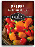 Patio Snack Mix Mini Sweet Pepper Seeds for Planting | Compact Lunchbox-Style Heirloom Variety – Non-GMO Container Garden Peppers – Survival Garden Seeds (1 Pack)