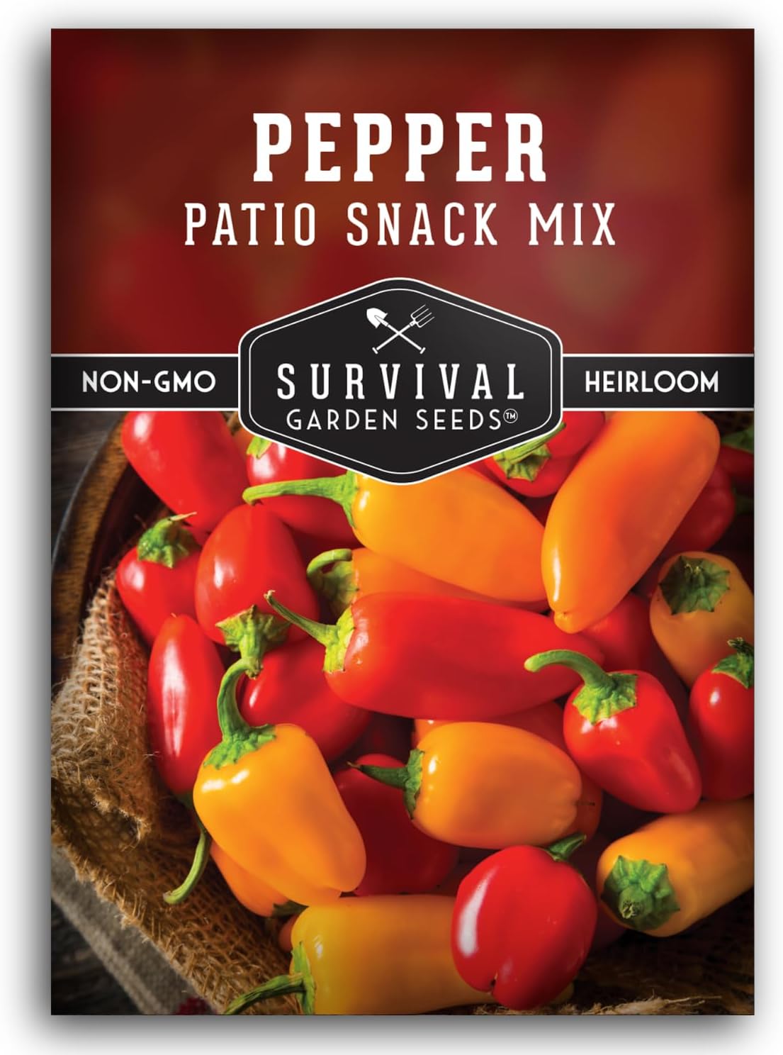 Patio Snack Mix Mini Sweet Pepper Seeds for Planting | Compact Lunchbox-Style Heirloom Variety – Non-GMO Container Garden Peppers – Survival Garden Seeds (1 Pack)