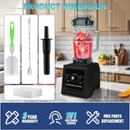 2025 Enhanced -Smoothie Blender【2000W German Nano-class Super Motor】【6 Military Grade Titanium Steel Blades】6-Second Quick Ice Crushing, Professional Blender for ice Smoothies and Milkshakes (Black)
