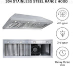 CHETTO C Stainless Steel Range Hood Cover with 4-Speed Vent Hood Insert Custom Handcrafted Metal Kitchen Fan with Towel Rack LED Light 48"W x24"D x57"H White Wall Mount