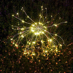 Anordsem Solar Lights Outdoor Waterproof: Garden Fairy Light Powered for Yard Outside Decor-Starburst Fireworks Lamp Led for Patio Pathway- Sparklers Stick Twinkle Gifts for Women 2 Pack Warm White