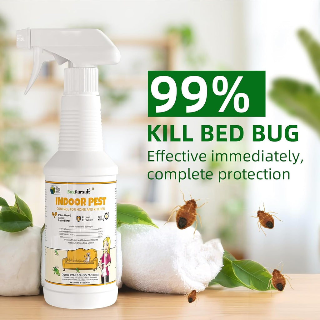 Bed Bug Spray 16 Oz, Carpet Beetle Killer, Indoor & Outdoor Bug Control for Bug Egg, Mite, Ant, Spider and Flea, Plant Extract Based Non Toxic Bed Bug Killer, Child & Pet Safe
