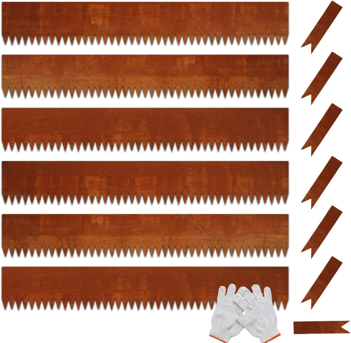 Corten Steel Landscape Edging, 40" L x 6" H, 15 GA Thickness, 6 Pack + 7 Stakes, Enhance Garden, Yard, Park, Lawn, Plants & Vegetables w/Long-Lasting Rust-Finish Cor-Ten Edging
