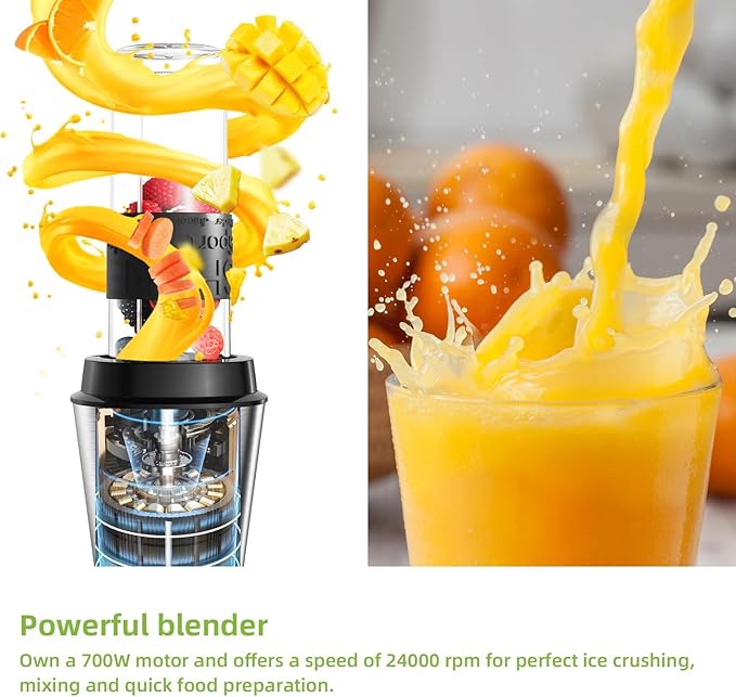 BioloMix Blender and Food Processor Combo, 700W Portable Juicer, Personal Blender, Meat Grinder, Food Processor, Coffee Spice Grinder, Meat Chopper, Smoothies, Fruits Mixer