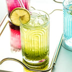 INSETLAN Set of 12 Vintage Glassware - 14 oz Water Drinking Glasses, Art Deco Ripple Glass Cup, Cocktail Glasses, for Bar Beverages, Iced Coffee, Juice, Housewarming Presents, New House Essentials
