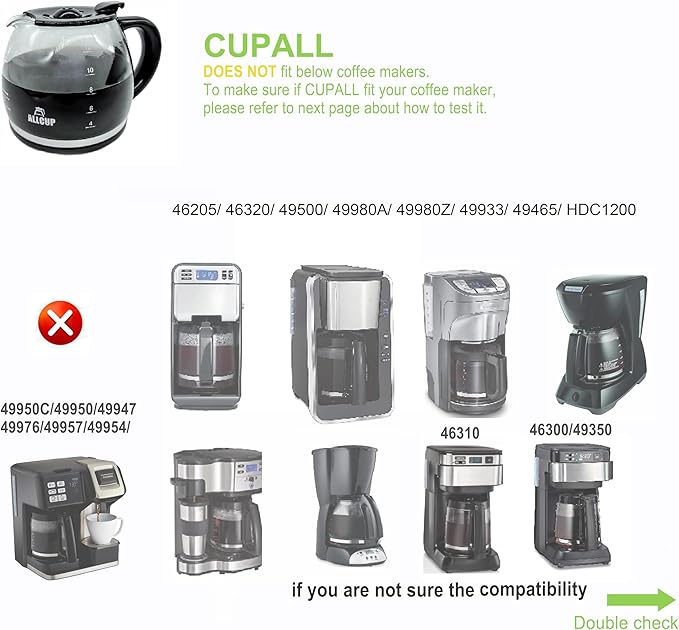 Coffee Machine Replacement 12CUP Glass Carafe, Fit With Hamilton Beach 49902/04 Coffee Maker, 12 cup coffee maker 49902 49904 49915 49905 49317 49467 49611 49934 46290 46299 46293 43874 49630 49615