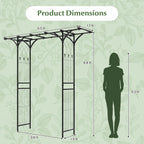 LDAILY Wedding Arch, 6.8FT Rustproof Metal Garden Arbor with Extended Roof & 4 Stakes, Outdoor Plant Support for Vines Roses, Decorative Trellis for Climbing Plants Outdoor for Lawn Wedding Ceremony
