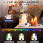 Humidifiers for Bedroom, 3L Tank for 30H 20dB Quiet Mist Time, Dual Nozzles, LED Lights, Smart Timer (2/4/8 Hours), Auto Shut-Off, Perfect for Baby and Large Rooms, (White)