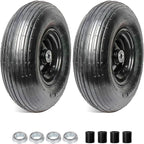 AR-PRO (2-Pack) 4.00-6" Tire and Wheel, 13" Pneumatic Tire and Rim for Wheelbarrow, 5/8" extra 3/4" Bearings and 1.75" Centered Hub, Fit for Most Garden Carts Hand Truck (Extra Nylon Spacers)