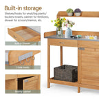 Yaheetech Potting Bench Outdoor Potting Table with Storage,Natural Wood