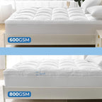 YUGYVOB King Mattress Topper - 800GSM Extra Thick Cooling & Breathable Mattress Pad with Deep Pocket 8"-21" & Soft Down Alternative Filling, White