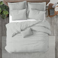 Kotton Culture 3 Pc California King Size Duvet Cover Set -100% Egyptian Cotton Sateen 600 Thread Count Ultra Soft Premium Durable Comforter Cover Zipper Closure & Corner Ties (Striped Silver,104"x98")