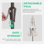 JEAREY 9FT 3 Tier Patio Umbrella Outdoor Market Umbrella Table Umbrellas with 8 Ribs 1.5 Pole Push Button Tilt and Crank UV Protection for Garden,Off-white