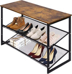 Garden 4 you 3-Tier Tilting Adjustable Freestanding Shoe Rack 6-Pairs 25.2 in Length for Durability and Stability for Entryways, Hallways, Closets, Dormitory Rooms, and Industries，Brown