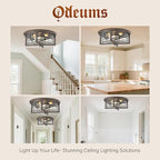 16" D Industrial Flush Mount Ceiling Light, Large 3-Light Farmhouse Close to Ceiling Lights for Hallway, Kitchen, Bathroom, Dining Room (Oil Rubbed Bronze,)
