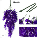 RECUTMS 4 Pack Artificial Plants Hanging Faux Eucalyptus Leaf Greenery Fake Plant for Wall House Room Patio Indoor Outdoor Home Shelf Office Decor (Purple)