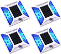 Aolyty Solar Dock Lights - IP68 Waterproof Outdoor Warning Step Lights, Reflective Road Marker for Sidewalk, Stair, Garden Pathway, Walkway (4 Pack, Blue)