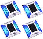 Aolyty Solar Dock Lights - IP68 Waterproof Outdoor Warning Step Lights, Reflective Road Marker for Sidewalk, Stair, Garden Pathway, Walkway (4 Pack, Blue)