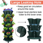 Vertical Planter, 7 Tier Stackable Strawberry Planter with Garden Tool Set, Movable Indoor/Outdoor Garden Herb Pot for Growing Vegetables and Succulents, Green