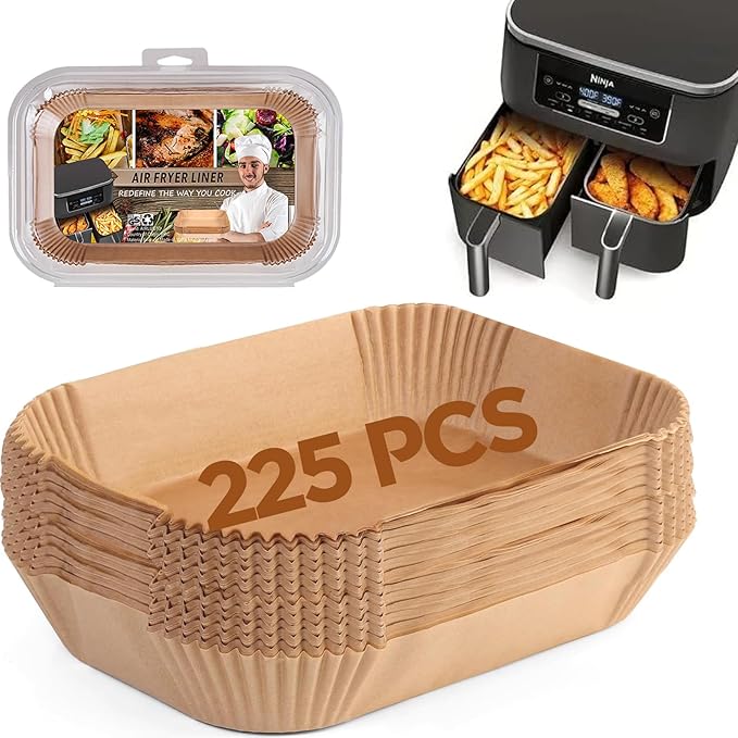 Ninja Foodi Air Fryer Liners, Ninja Air Fryer Liners Disposable, Ninja DZ071 Foodi Ninja Dual Air Fryer Parchment Paper Liners, Rectangular Airfryer Paper Liners, Rectangle 2 Basket Liners