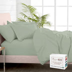 Pizuna 100% Cotton Twin 2 Pc Duvet Cover + 1 Pc Fitted Sheet Set 400 Thread Count Sea Foam Sateen Weave Luxurious Long Staple Cotton 4 Piece Bedding Set - 1 Duvet Cover, 1 Pillow Sham, 1 Fitted Sheet