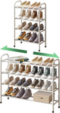 Expandable Shoe Rack, 4-Tier Expandable Metal Shoe Rack,Shoe Shelf for Closet, Entryway & Hallway