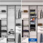 2 Packs Hanging Closet Organizer, 4-Shelf Closet Organizers and Storage with Side Pockets, Collapsible Hanging Shelves for Closet & RV & College Dorm,Grey