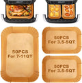 Vailnd Air Fryer Liners Disposable for Ninja DZ071 Foodi 7-QT/Instant Pot VersaZone 9QT/Topzee 11-QT Air Fryer, 100PCS Small Parchment Paper for Divider Basket & 50PCS Large Paper Liners for MegaZone