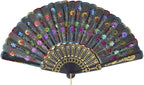 QIRMIZI 10 Pack Fabric Folding Handheld Fans, Perfect for Weddings, Parties, and Dancing,Multicolour
