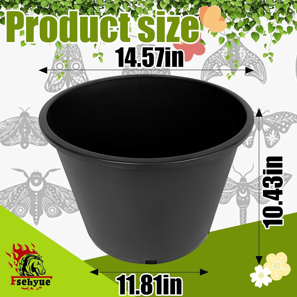 7 Gallon Nursery Pots Plastic Container Injection Molded Pot for Plants Flexible with Drainage Holes Suitable for Plants Soil Growers or Hydroponics Black 10 Pcs