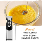 MegaWise Pro Titanium Reinforced 5-in-1 Immersion Hand Blender, Powerful Motor with 80% Sharper Blades, 12-Speed Corded Blender, Including 500ml Chopper, 600ml Beaker, Whisk and Milk Frother (Black)