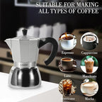 Stovetop Espresso Maker, 6Cup Moka Pot, Espresso Machine Compatible with Induction Cooktops, 300ml Stainless Steel & Aluminum Cuban Coffee Maker for Cafetera Cubana, Silver