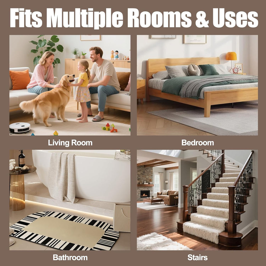 Premium Rug Grippers & Carpet Tape – 24PCS Square Anti-Slip Pads for Area Rugs, 3.9 Inch, Prevent Curling & Sliding, Ideal for Hardwood, Tile, Marble, and Laminate Floors