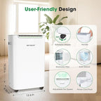 Dehumidifiers for Home with Drain Hose,75 OZ Water Tank, 4500 Sq.Ft 55 Pints Dehumidifiers for Basement, Bathroom, Bedroom, Three Modes, Smart Humidity Control, Dry Clothes, 24H Timer, White