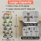Vertical Planter 6 Tier Stackable Planters Garden Planters Strawberry Herb Flower and Vegetable Planter Indoor Outdoor Gardening Pots with Removable Wheels and Tools
