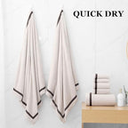 Bath Towel Set,Premium Microfiber Bathroom Towel-2 Extra Large Bath Sheets,2 Hand,2 Washcloths,Super Soft Highly Absorbent Luxury Shower Towels(Cream, 6Piece)