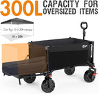 Portal 300L Large Wagons Carts Foldable with Tailgate, 550LB Heavy-Duty Collapsible Beach Wagon with All-Terrain Wheels, Oversized Folding Wagon for Camping, Sports, and Pets