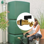 Uenede Brass Water Container Rain Barrel Faucets Spigot 3/4" G Male Thread Large Inlet to 3/4" GHT Male Thread Outlet with Quarter Turn Ball Valve Include Bulkhead Fitting and Washers