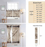 Farmhouse Wood Grain Kitchen Curtains 45 Inch Length, Short Cafe Window Curtains Tab Top, Vintage Country Barn Gate Brown Light Filtering Window Treatments Tier Drapes 27.5"x45" 2 Panel