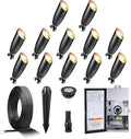 Black Brass Landscape Lighting Kit (12-Pack Spotlights) with 300W Low Voltage Transformer and Mechanical Timer and 250FT Wire and 50Pack Connectors for Outdoor Garden Patio