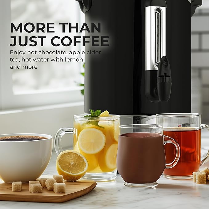 Zulay Commercial Coffee Maker - 100 Cup Coffee Percolator With Double-Wall Stainless Steel & Twist-Lock Lid - Quick Brewing Coffee Urn With Keep-Warm Mode For Events & Catering - Black