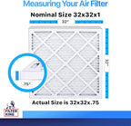 Filter King 32x32x1 Air Filter | 4-PACK | MERV 8 HVAC Pleated A/C Furnace Filters | MADE IN USA | Actual Size: 32 x 32 x .75"