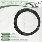 Bonsai Training Wire, 1mm x 32.8 ft Anodized Aluminum Floral Plant Training Wire Bendable Metal Stems Accessories for Gardening Branch Fixing Crafts (Black)