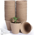 JERIA 50-Pack 3.15 Inch Peat Pots for Seedling with 50 Pcs Plant Labels,Outdoor Garden Germination Nursery Pots,Biodegradable Seed Starter Pots Kits